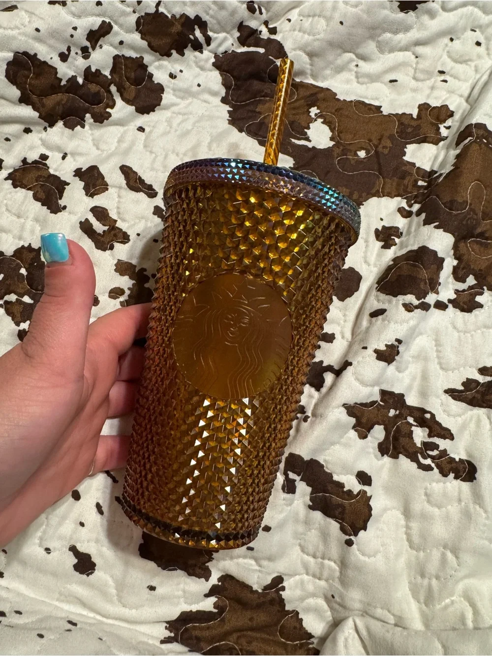 Starbucks Iridescent Amber Grande Studded Tumbler with Straw